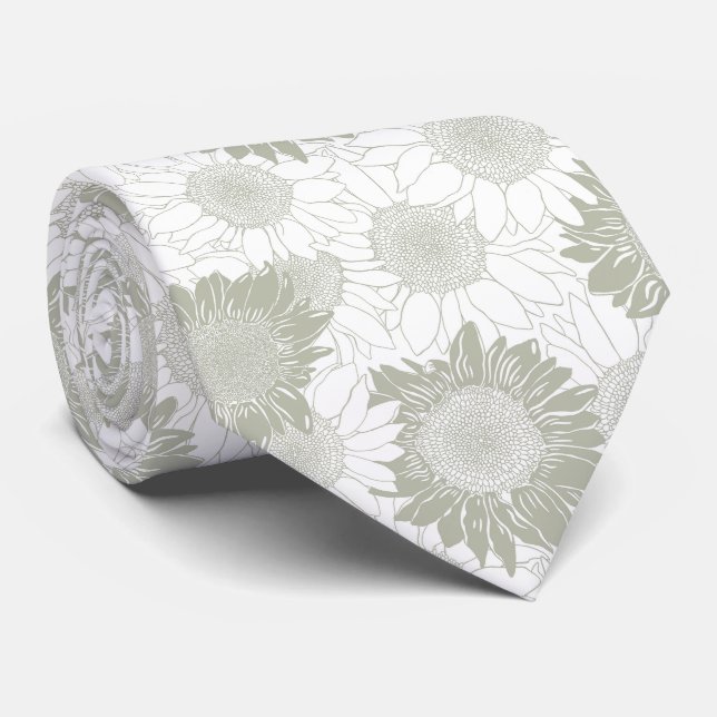 Sage Sunflower Krawatte (Gerollt)