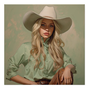 Sage Symphony: Cowgirl Wall Art Poster