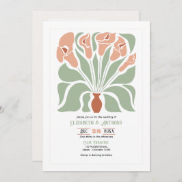 Sage & Terracotta Abstract Floral Boho Wedding Einladung
