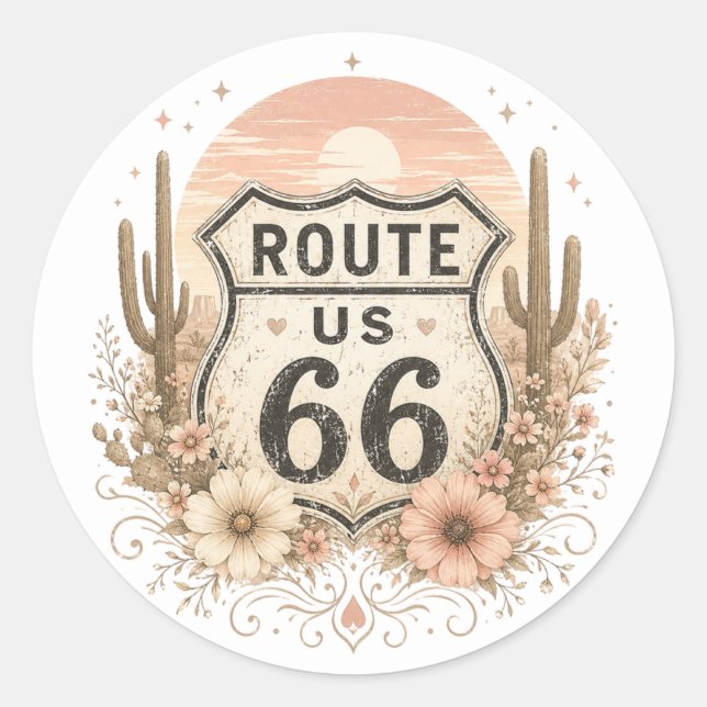 Sage und Rose Highway-Emblem Runder Aufkleber (Vorderseite)