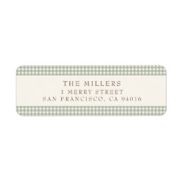 Sage Vintag Gingham Christmas Address Labels