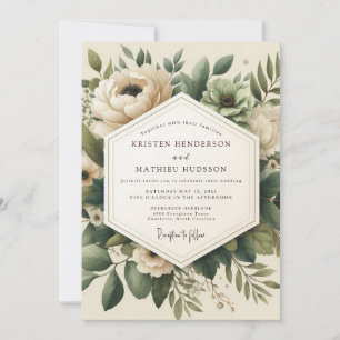 Sage Vintage Anemonen-Hochzeit Einladung