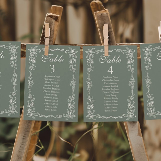 Sage Vintage Wedding Seating Chart Sign Cards Einladung (Von Creator hochgeladen)