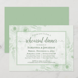 Sage-Wasserfarben-Pfingstrosen-Hochzeitsprobe-Dinn Einladung