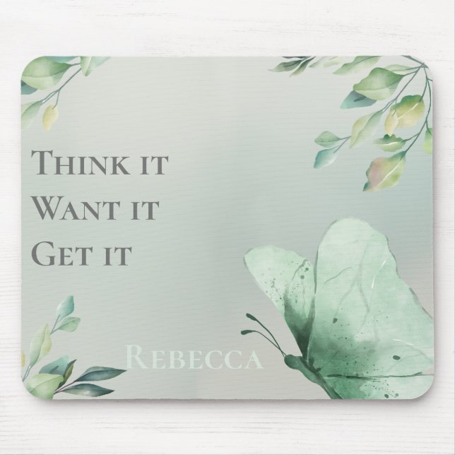 Sage Watercolor Motivational Personalized  Mousepad (Vorne)
