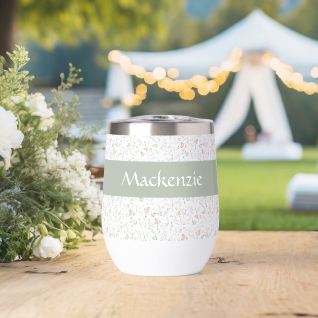 Sage Watercolor Wildflower Floral Custom Name (Hochzeit (gedreht))