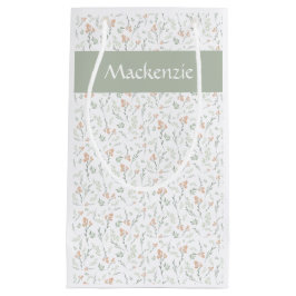 Sage Watercolor Wildflower Floral Custom Name Kleine Geschenktüte