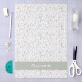 Sage Watercolor Wildflower Floral Custom Name Seidenpapier