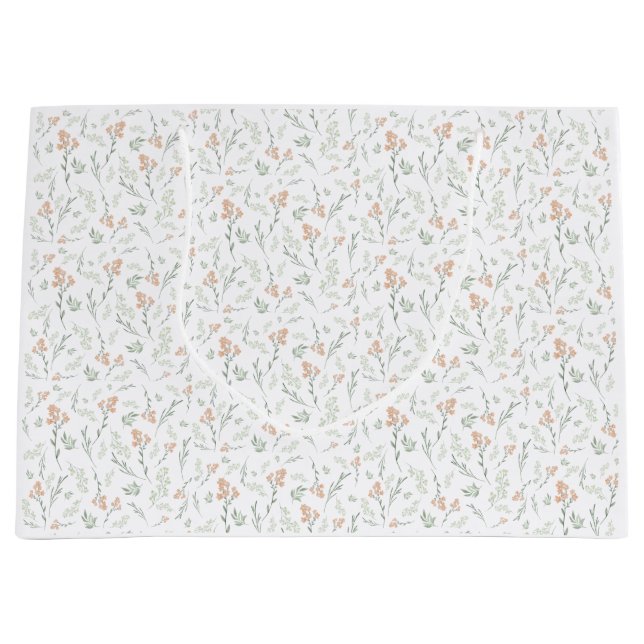 Sage Watercolor Wildflower Floral Große Geschenktüte (Vorderseite)