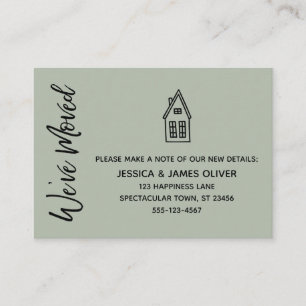 Sage "We ve Moved" Karte mit Zeichn des kleinen Ha