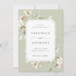Sage White Blush Elegantes Blumenzitater Hochzeits Save The Date