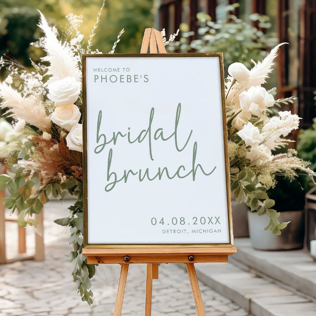 Sage & White Minimalistisch Bridal Brunch Willkomm Poster (Von Creator hochgeladen)