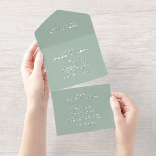 Sage White Minimalistisch Moderne Kunst, Dichtun All-in-One-Einladung
