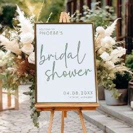 Sage & White Minimalistisches Brautparty Willkomme Poster