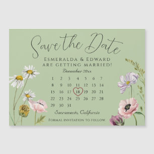 Sage Wild Blume Hochzeitskalender Save the Date Magnetkarte