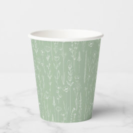 Sage Wildflower Party Cup | Botanical Floral Pappbecher