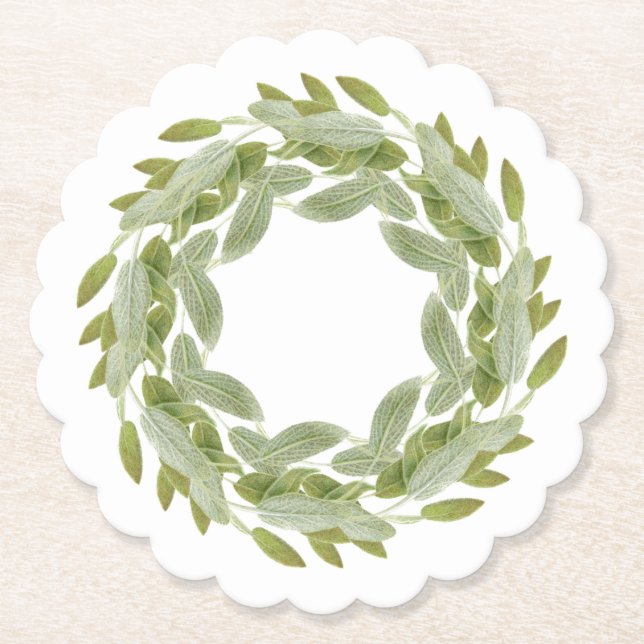 SAGE WREATH Rund-Papier Untersetzer (Vorderseite)