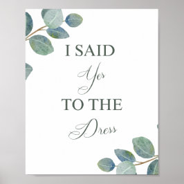 Sage Yes to Dress Sign | Hochzeitskleid Shopping Poster