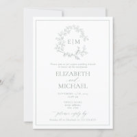 SageGreen Leafy Wappen Monogram Post Wedding Brunc