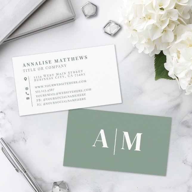 Sagegrün Elegant Professionell Visitenkarte (Sage Green Elegant Professional Business Card )