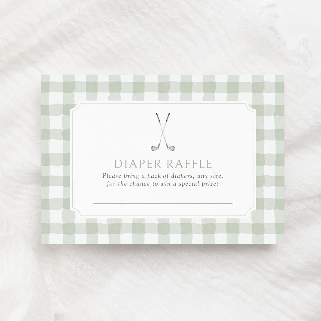 Sagegrün Gingham Golf Windel Raffel Ticket Begleitkarte (Von Creator hochgeladen)