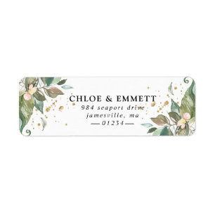 Sagegrün Gold Botanisches Florales Rücksendeetiket