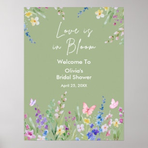 Sagegrün Love is in Bloom Brautparty Willkommen  Poster