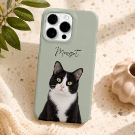 Sagegrün modernes Katzenfoto und Schriftzug des Ha iPhone 16 Pro Hülle