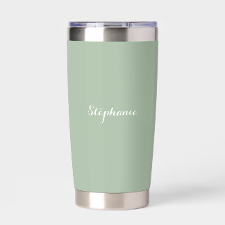 Sagegrün Name Moderne Elegante Monogramm Boho Thermobecher