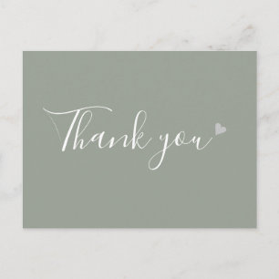 Sagegrün Silber Herz Schrift Geschäft Danke Postkarte