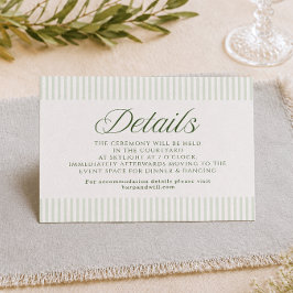Sagegrün Streifen Details Hochzeitskarte