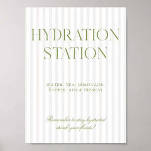 Sagegrün und Beige gestreiftes Hydrationsstations- Poster