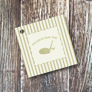 Sagegrün und cremefarbene Streifen Golf-Themen-Par Geschenkanhänger