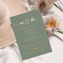 Sagegrün und Goldene Hochzeit wir machen Folieneinladung