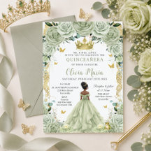 Sagegrüne Blumenprinzessin und Frosch Quinceañera