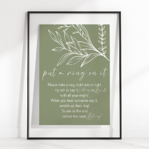 Sagegrüne Boho-Blumen - Setz einen Ring drauf Spie Poster