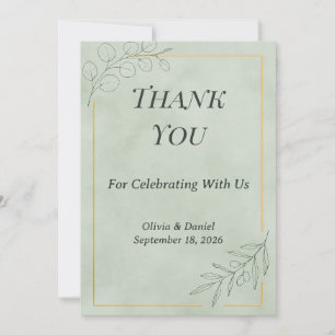 Sagegrüne botanische Hochzeit-Dankeskarten Dankeskarte