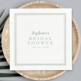 Sagegrüne Bridal Shower Hochzeit Einfach Modern Serviette