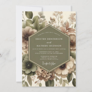 Sagegrüne florale romantische Hochzeit Einladung