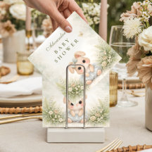 Sagegrüne Hasen-Blumen-Baby-Party