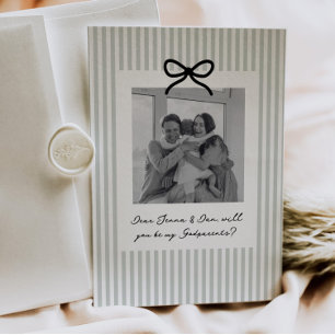 Sagegrüne Streifen Patenonkel- und Patentante-Vors Einladung