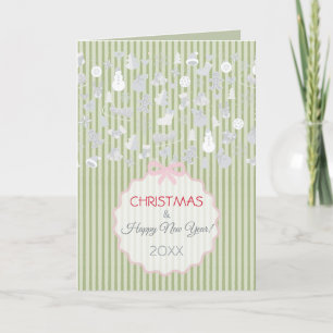 Sagegrüne Streifen Rosa Whimsical Weihnachten Silb