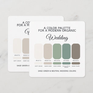 Sagegrüne und neutrale Hochzeitsfarbpalette Karte