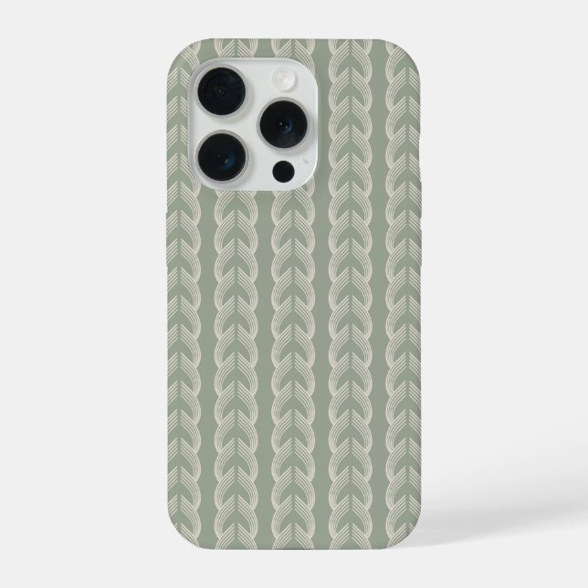 Sagegrüner Art Deco Bogen Luxus-Muster iPhone Hülle (Rückseite)