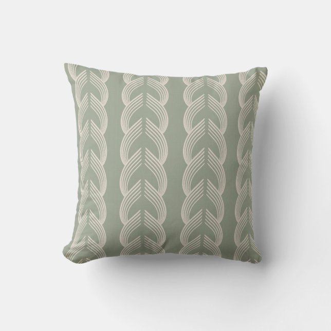 Sagegrüner Art Deco Bogen Luxus-Muster Kissen (Vorderseite)