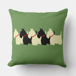 Sagegrüner Karo-Druck 6 Scottish Terrier Hund Kissen