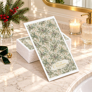 Sagegrüner Perlen-Weihnachten Serviette