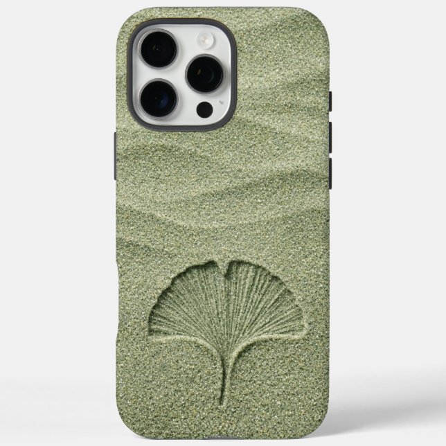 Sagegrüner Sand Ginkgoblatt Zen Case-Mate iPhone Hülle (Rückseite)