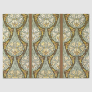 Sagegrünes Art Nouveau-Lilien-Insektenmuster Seidenpapier