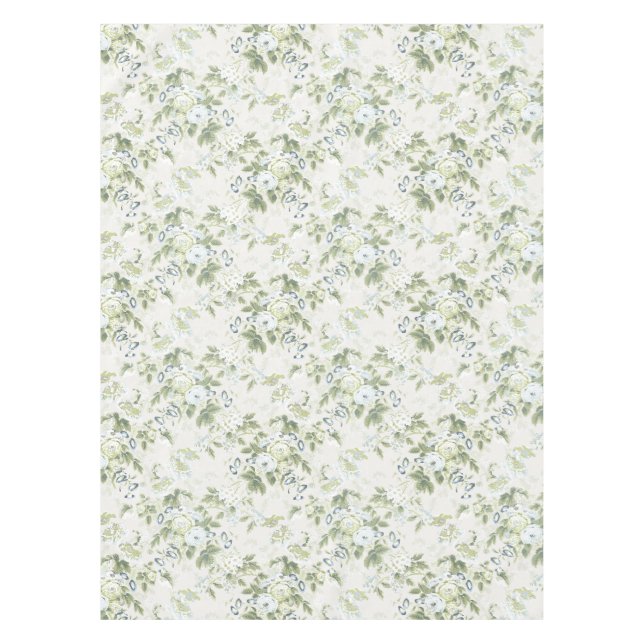 Sagegrünes englisches Chintz-Tischtuch, Cabbage Ro Tischdecke (Vorderseite)